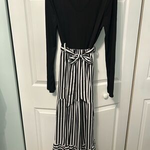 SHEIN Black and White Striped Maxi Dress